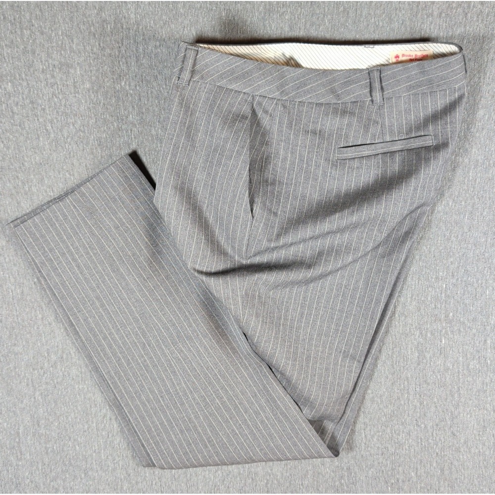 BROOKS BROTHERS Red Fleece Womens Pants Trousers 8 Gray Pinstripe Italian Wool